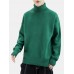 Men High Neck Solid Color Long Sleeve Slight Elastic Casual Trendy Sweaters