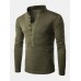 Men Henley Collar Solid Color Long Sleeve Leisure T  Shirts