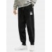 Mens Corduroy Applique Drawstring Cuffed Pants With Pocket